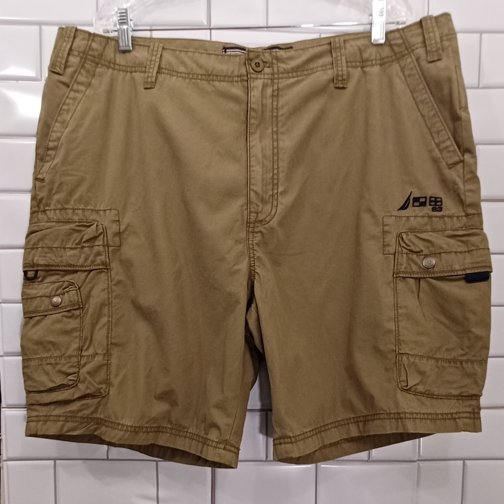 Mens Nautica Cargo Pocket Shorts Size 40W Khaki Brown